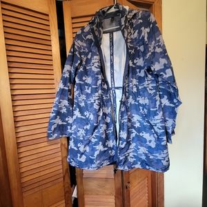 Blue camo rain jacket